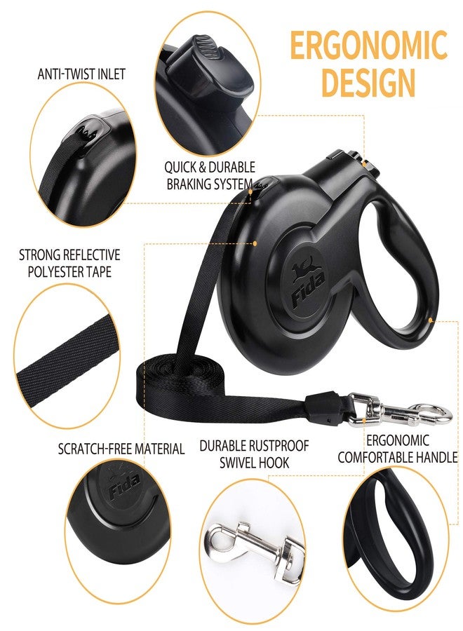 Fida Retractable Dog Leash, Heavy Duty 16 ft for Medium Dog or Cat up to 55 lbs, Pet Walking Leash, Tangle Free, One-Handed Brake, Styleash Series (M, Black) - Image 3